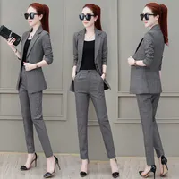 Autumn small fragrance style fashion small suit jacket women's suit spring new temperament ladies Slim two-piece tide Set
