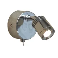 Topoch Chrome Luces de pared con la lámpara de interruptor Tilt giratable 3W Integral LED 30 grados Haz conductor incorporado para el hotel / campista residencial / yate