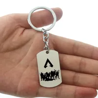 10 teile / los Apex Legends Keychain Hot Game Figuren Schlüsselanhänger Edelstahl Graviertes Logo Schlüsselanhänger Auto Key Halter Modeschmuck