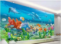 güzel sahne duvar kağıtları 3d mavi okyanus Sualtı dünya 3D fantezi çocuk odası oturma odası TV arka plan duvar kağıtları