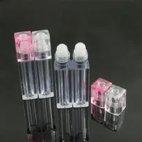 Livraison gratuite 6ML Bouteille brillante à lèvres carrées, bouteilles d'huile essentielles, bouteille à rouleaux vide, cosmétique conteneur d'emballage pour femmes hommes