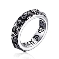 Fashion Men Punk Vintage Retro Cross Ring Cool Stainless Steel Letter Print Ring Titanium Jewelry Gothic Male Hip Hop Dropshipping