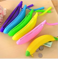 Sacs à crayons en silicone Banane Sacs Zero Portefeuille Gel Silice Candy Couleurs Sac à stylo récepteur éparpillé