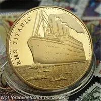 Voyage Of Titanic placcato oro Distintivo Moneta commemorativa di trasporto 5pcs / lot 40 * 3mm 40MM, White Star Line, Il più grande LINER