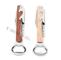 Wood Handle Stainless Steel Bottle Opener MultiFunction Cork Screw Corkscrew With Knife Beer Opener Red Wine Opener