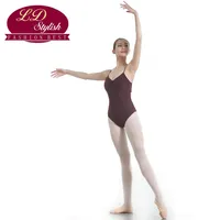 Niñas Brown Formación Dancewear vestido de gimnasia Competencia ballet falda escenario de funcionamiento vestido de la natación Práctica Maillots