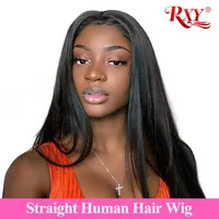 Rxy 10A virginal peruana recta del frente del cordón del cabello humano peluca recta natural 100% cordón del pelo humano pelucas delanteras del Perú 13x6 encaje frontal de la peluca