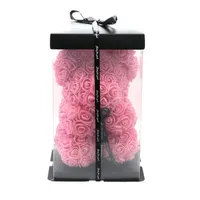 Neue 25cm Teddy Rose Blume Bär Geschenkbox Hochzeit Weihnachtsdekoration Valentinstag Geben Sie eine Freundin GIF