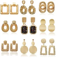 2019 Vintage earrings large for women statement earrings geometric golden color metal pendant earrings trend fashion jewelry