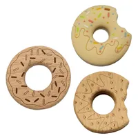 3PCS 아기 실리콘 Teether 도넛 펜던트 장난감 씹는 나무 도넛 teether 구강 도덕적 장난감 아기 젖니 액세서리