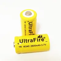 High quality yellower UltreFire battery CR123A 16340 2600mAh 3.7V Rechargeable lithium battery Free shipping