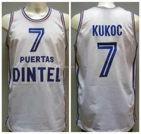 Puertas DintelチームJugoSlavija Yugoslavia ToniKukoc＃7レトロなバスケットボールジャージメンズステッチカスタム番号Name Jerseys