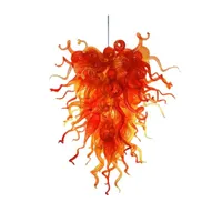Oranje Glas Goedkope Hanglampen Home Decor Fancy Kroonluchter Verlichting 100% Hand Blown Glass LED Crystal Kroonluchter GRATIS VERZENDING