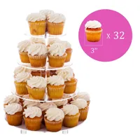 4 Poziomy Akrylowe Szkło Okrągłe Ciasto Stand-Cupcake Stand- Desery Stand-Tea Party Porcja Półmisek na wesele z nóżkami (4RF)