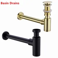 Brass Materials Bathroom Basin Sink Tap Bottle Trap Drain Kit Waste TRAP Pop Drain Deodorization Brushed Gold/Black/Bronze/Chrome