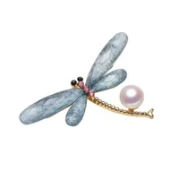 Il commercio all'ingrosso di lusso della perla delle perle di modo spilla il supporto semi-finito del Brooch della perla placcato oro spesso della libellula Trasporto libero
