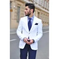 Nuovi abiti da sposa bianchi personalizzati per uomo con risvolto da uomo Grooms Mens Suits Tuxedos Ternos Masculino Two Piece Groomsmen Suit