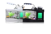 Новейший мини USB LCD настольный лампа лампы Light Fish Tank Multi-Foince Aquarium Light LED часов белый / черный валентинские рождественские дни подарок