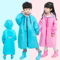 Kinder EVA-Regenkleidung mit Kapuze Jungen Mädchen wasserdichte Regenjacke Kinder im Freien Touring Wandern Regenkleidung mit Reflexstreifen