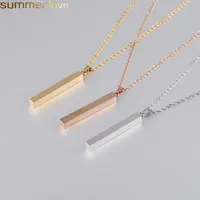 Stainless Steel Pendant Necklace New Fashion Gold Plated Solid Blank Bar Charm Pendants For Buyer Own Engraving Jewelry