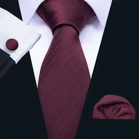 Tie Set Burgundy Solid Color Jacquard Woven Silk Necktie Handkerchief Cuffs 8.5cm Discount Fashion Men Accessories Fast Shipping N-5085