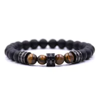 Homens e mulheres 8 milímetros preto ágata fosco prata micro-embutidos cilíndrico pulseira espaçador pulseira pulseira de pedra natural yoga