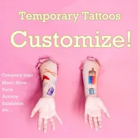 Custom Tatueringar Personifierad Tillfällig Tatuering Skräddarsy tatuering Förtjusande Custom Make Tattoo för Cosplay eller Company Logo Party Football Game