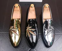 الرجال مصمم أحذية عادية الذهب والفضة براءات جلدية فاخرة الانزلاق على متعطل أحذية الرجل chaussure hombre 1nx31