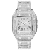 Hot Vente de haute qualité Mode homme Suivre Shinning Diamond Watch pleine Glacé Montres Mouvement Quartz inoxydable en acier Party Sport Montre-bracelet