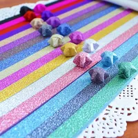 200pcs/lot Folding Kit Lucky Origami Rainbow Color Pure Color Pearl Shine paper Wish Star Paper Strips Paper Crafts Gift