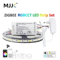 zigbee rgbcct LED 스트립 라이트 스마트 방수 SMD 5050 12V 5M LED 스트라이프 테이프 리본 ZLL 링크 컨트롤러 작동 Alexa Echo