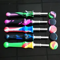 Silicone Nector Collector Smoking Pipes NC Kit 14mm Joint with GR2 Titanium Nails Nectar Collectors Bong Caps Oil Rigs Concentrate straw Pipe Tip Dab