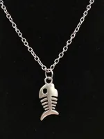 Hot 5 sztuk / partia Antique Srebrny Piękny Fishbone / Fish Bone Wisiorki Naszyjniki Charm Moda Kobiety Biżuteria Wakacje Charms Biżuteria Prezent - 98