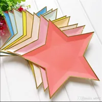 One Time Tableware Plate Five Star Estrella Bandeja de papel Estampado en caliente Fiesta de Cumpleaños de Plata Decoración Suministros Creativos 9 4alC1