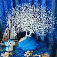 45cmシミュレーションホワイト孔雀のサンゴの木の枝プラスチック人工植物家の装飾の結婚式の装飾的な高水族館の造園