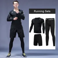 2018 New Men's Running Sets 2/3pcs/set Compression Sport Suits Basketball Tights Workout Gym Jacket Fitness Jogging Sportswear