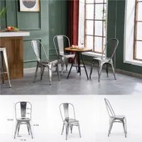 4 paslanmaz çelik istiflenebilir arka yemek sandalyesi Restoran Sandalye 4adet ABD In Stok Ücretsiz Kargo Set