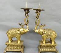 Cobre elefante castiçal de cobre puro elefante cera de mesa um par de lâmpadas de óleo tributo cidade casa sorte decoração de casa artesanato Feng Shui