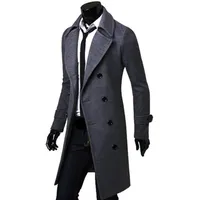 Casaco de Checkered de Trench Masculino 3/4 Manga Longa Tweed Cashmere Wool Trendy Formal Inverno Sólido Overcoat