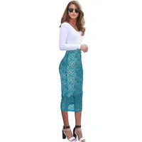 LCW Nieuwe Design Womens Elegant See Through Fishnet Mesh Floral Hoge Taille Mode Casual Work Party Stretch Bodcycon Potlood Rok