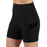 New Women Girl Sports Gym Compression Phone Pocket Wear Sob Camada Base Calças Curtas Atletismo Calças Sólidas Calças Calças Running Shorts