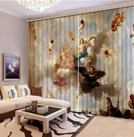 거실 대리석 천사 꽃 3D 창 커튼 유럽 커튼 침실 사진 페인트 커튼