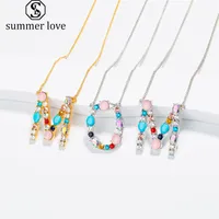 Hot Sale Colorful 26 Initial Letter Pendant Necklace for Women A-Z alphabet Personalized Mother&#039;s Day Jewelry Gifts
