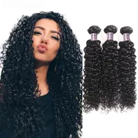 Ishow Brazilian Curly Curly Virgem Humano Bundles Bundles Weave Weave Extensões de Cabelo Peruano 8-28inch para mulheres meninas todas as idades cor natural preta