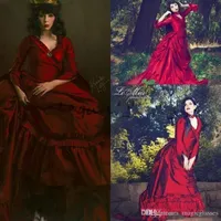 Vintage New Mina Dracula Victorian Bustle Gothic Prom Dresses Halloween Ruffles Pleats Plus Size Formal Taffeta Formal Dress Evening Gowns