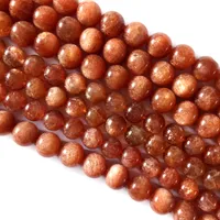 Real Genuine Natural Stone Laranja Gold Sanidine Sunstone Rodada Loose DIY Colar ou Pulseiras Beads 15.5 "05922