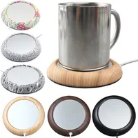 8 Colors USB Wood Insulation Grain Cup Warmer Heat Beverage Mug Mat Keep Drink Warm Heater Coffee Milk Tea Cups Mugs Felt Pad Coaster For Home Bar