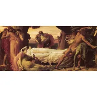 フレデリック・レイトンの肖像画絵画ヘラクレスはアルセスターの体のための死とレスリングします。手描きの油絵キャンバス古典的な壁d