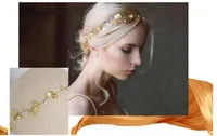Brautbrautjunfer Gold-handgemachte Rhinestone-Kristall Blatt Hairband Stirnband Luxus Haarschmuck Kopfschmuck Fascinator Tiara Gold-
