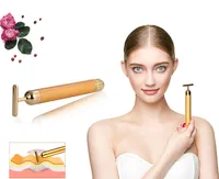 Gratis frakt Energy Beauty Bar 24K Gold Pulse Firming Massager Facial Roller Massager Derma Skincare Wrinkle Behandling Face Massager